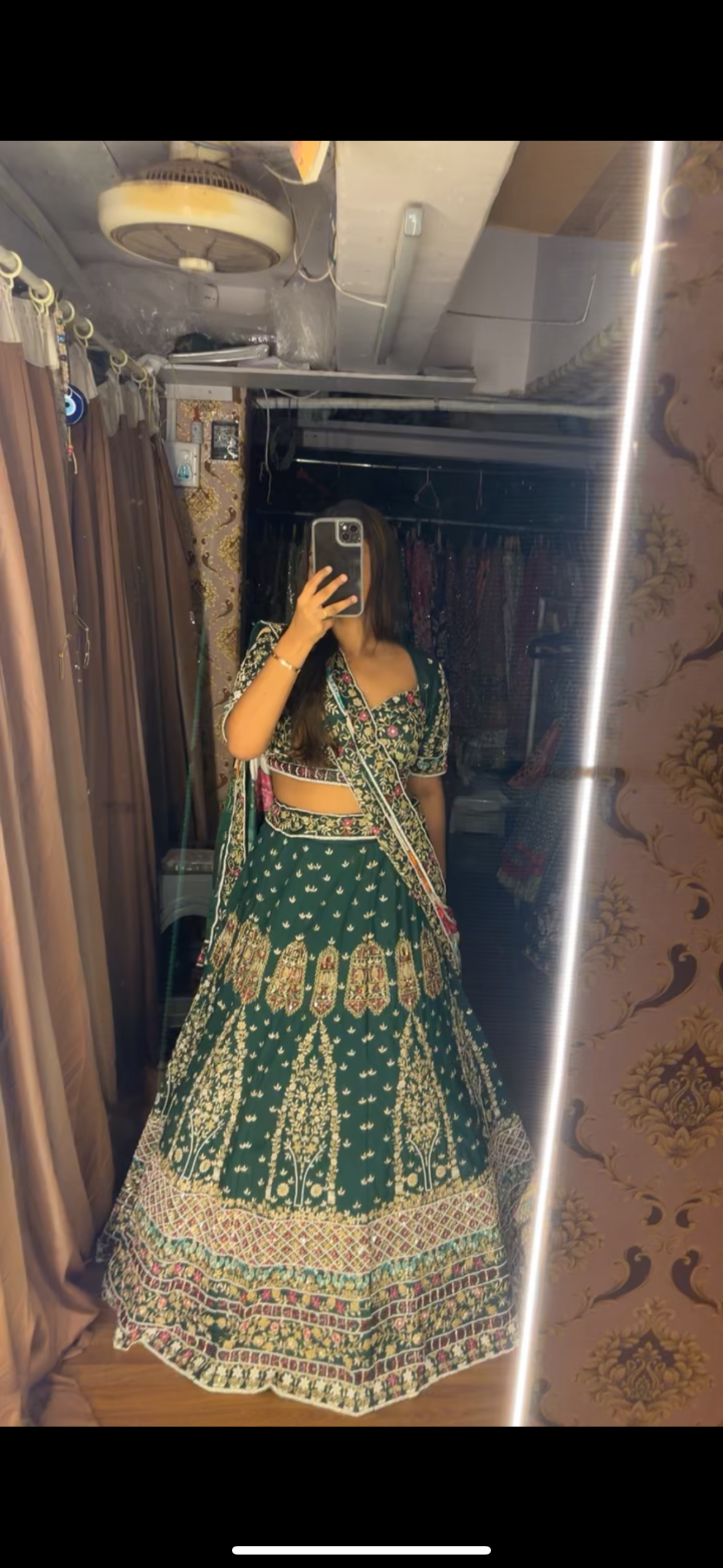 Emerald Green Hand-Embroidered Lehenga