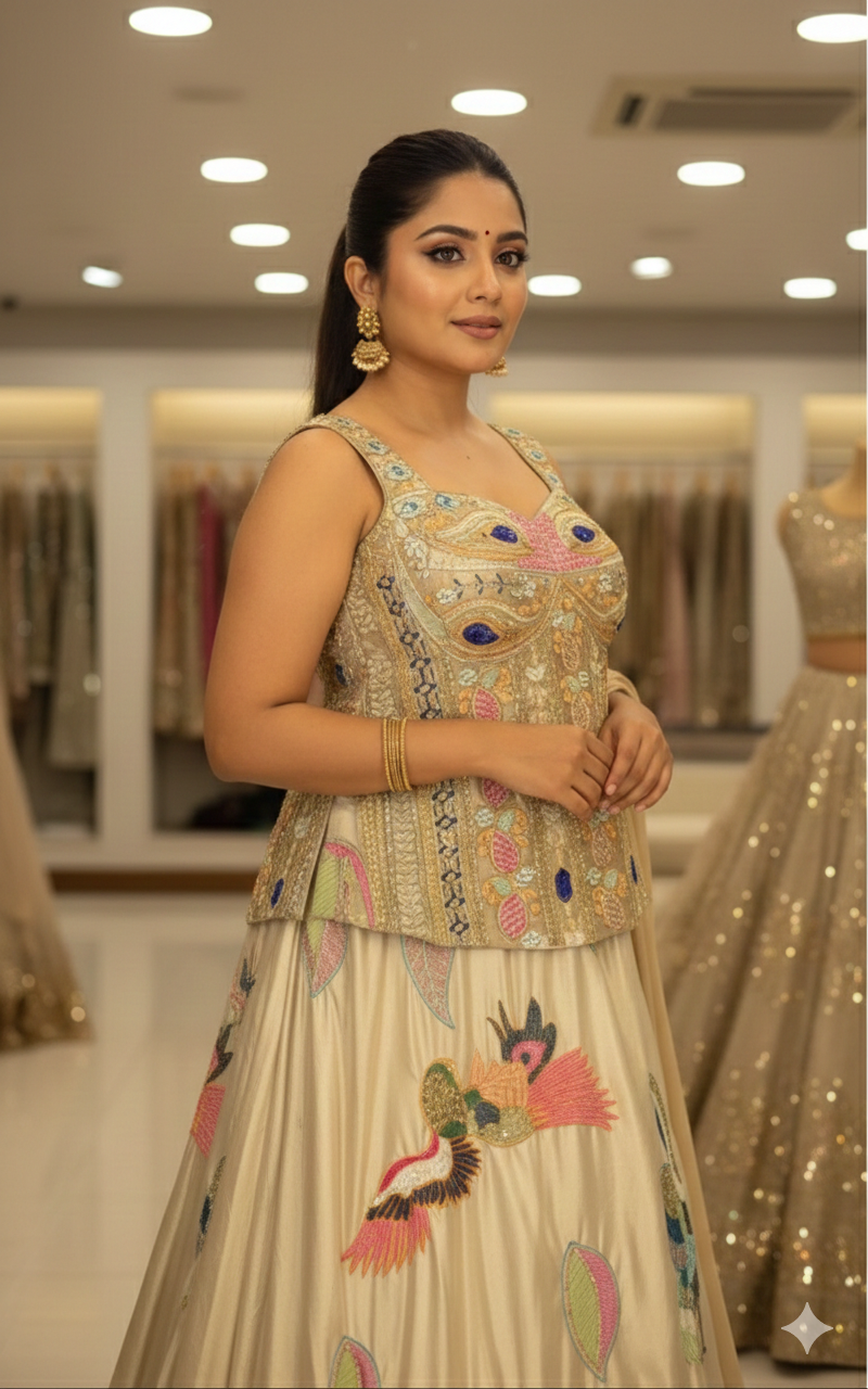 Ivory Garden Hand-Embroidered Lehenga Set