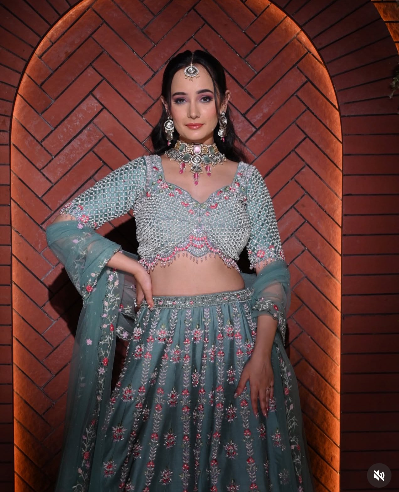 Seafoam Blush Embroidered Lehenga Set