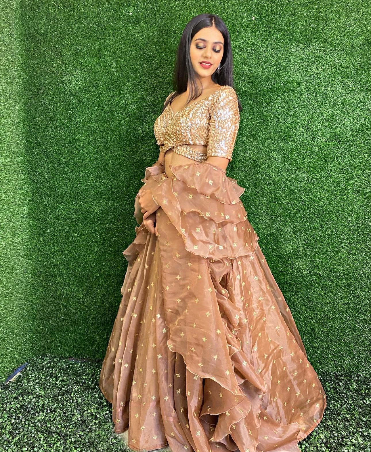 Golden Dune Ruffle Lehenga Set