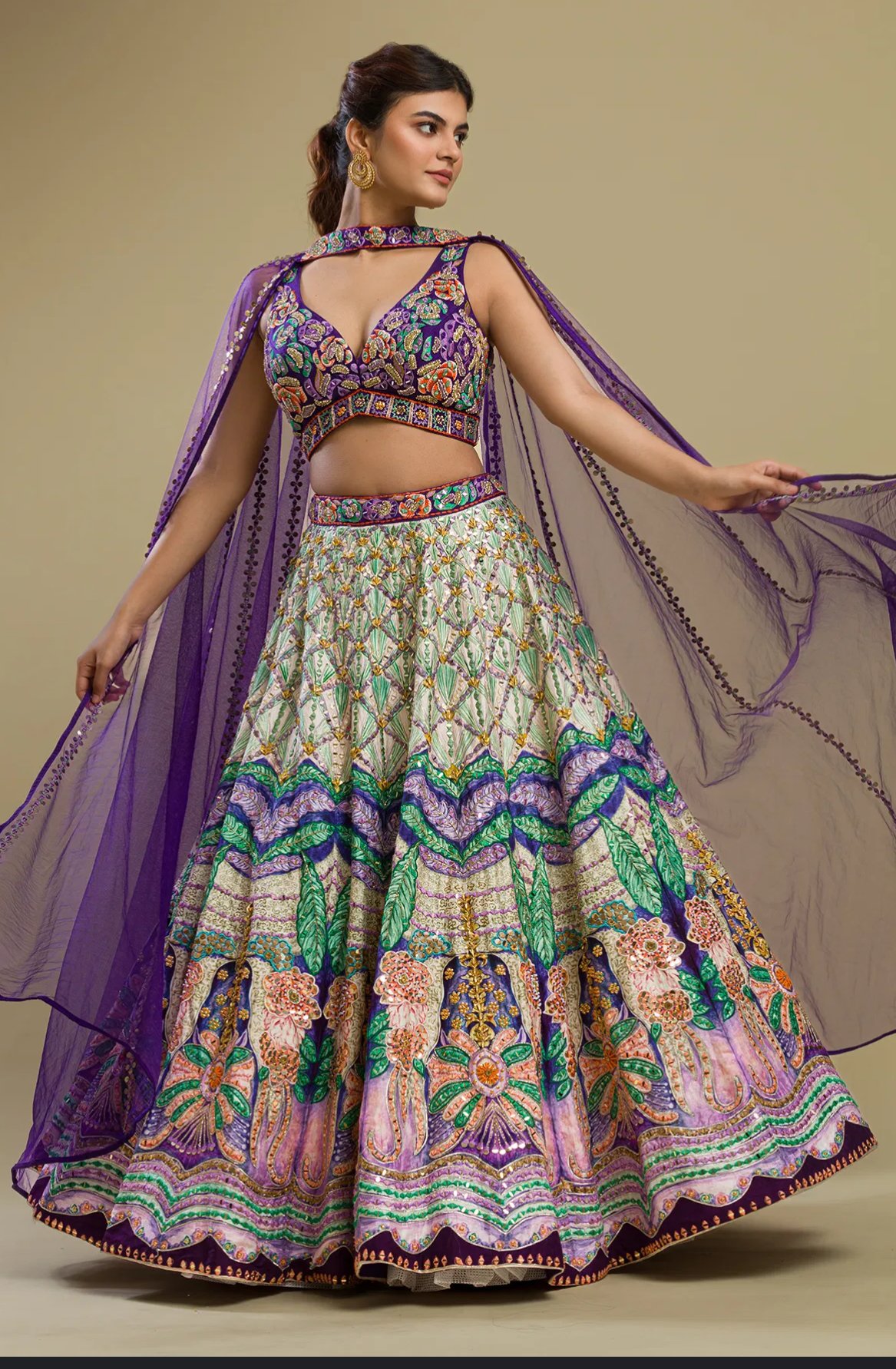 Amethyst Garden Hand-Embroidered Lehenga Set